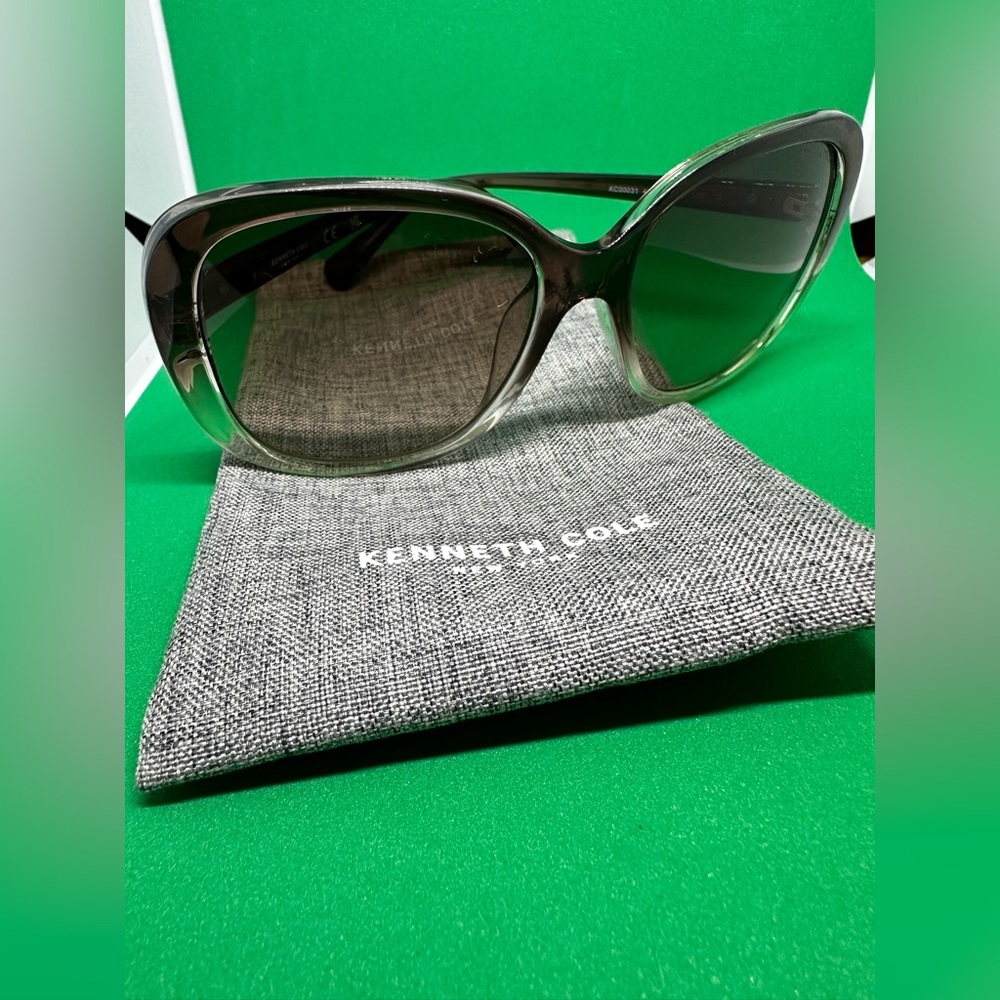 Kenneth Cole Women's Gray Transparent Frame Sunglasses with Gradient Lenses